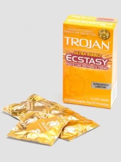 Trojan Ultra Ribbed Ecstasy Latex Condoms (10 Count)