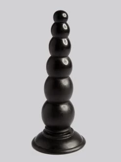 Beaded Black Anal Dildo With Suction Cup Base 6.5 Inch