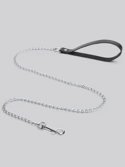 Bondage Boutique Chain Lead With Leather Handle