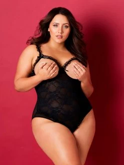 Oh La La Cheri Curves Plus Size Open Cup Crotchless Lace Teddy