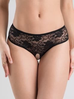 Lovehoney Crotchless Lace Ruffle-Back Panties -Online Sex toys shop 52646 a30985 black regular 001