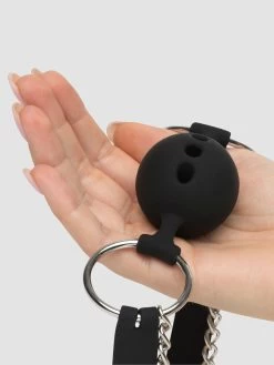 DOMINIX Deluxe Large Breathable Ball Gag With Nipple Clamps -Online Sex toys shop 55921 a31953 black 005