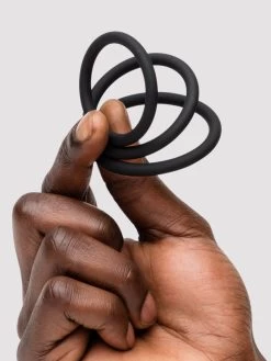 Lovehoney Get Hard Stretchy Silicone Cock Ring Set (3 Count) -Online Sex toys shop 58321 a32876 black 003