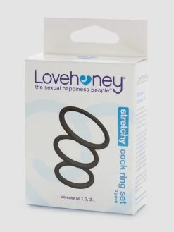 Lovehoney Get Hard Stretchy Silicone Cock Ring Set (3 Count) -Online Sex toys shop 58321 a32876 black 004
