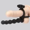 Lovehoney Double Fun Vibrating Beaded Double Penetration Strap-On 1 Lovehoney Double Fun Vibrating Beaded Double Penetration Strap-On -Online Sex toys shop 58483 a32994 black 000