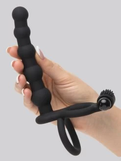 Lovehoney Double Fun Vibrating Beaded Double Penetration Strap-On -Online Sex toys shop 58483 a32994 black 004