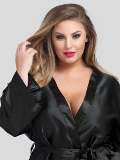 Lovehoney Plus Size Short Black Satin Robe 9 Lovehoney Plus Size Short Black Satin Robe -Online Sex toys shop 59331 a33354 black x size 003