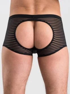LHM Stripe Mesh Open Back Boxer Shorts 7 LHM Stripe Mesh Open Back Boxer Shorts -Online Sex toys shop 60786 a33884 black regular 002