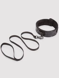 Bondage Boutique Black Rose Faux Fur Lined Collar And Lead Set