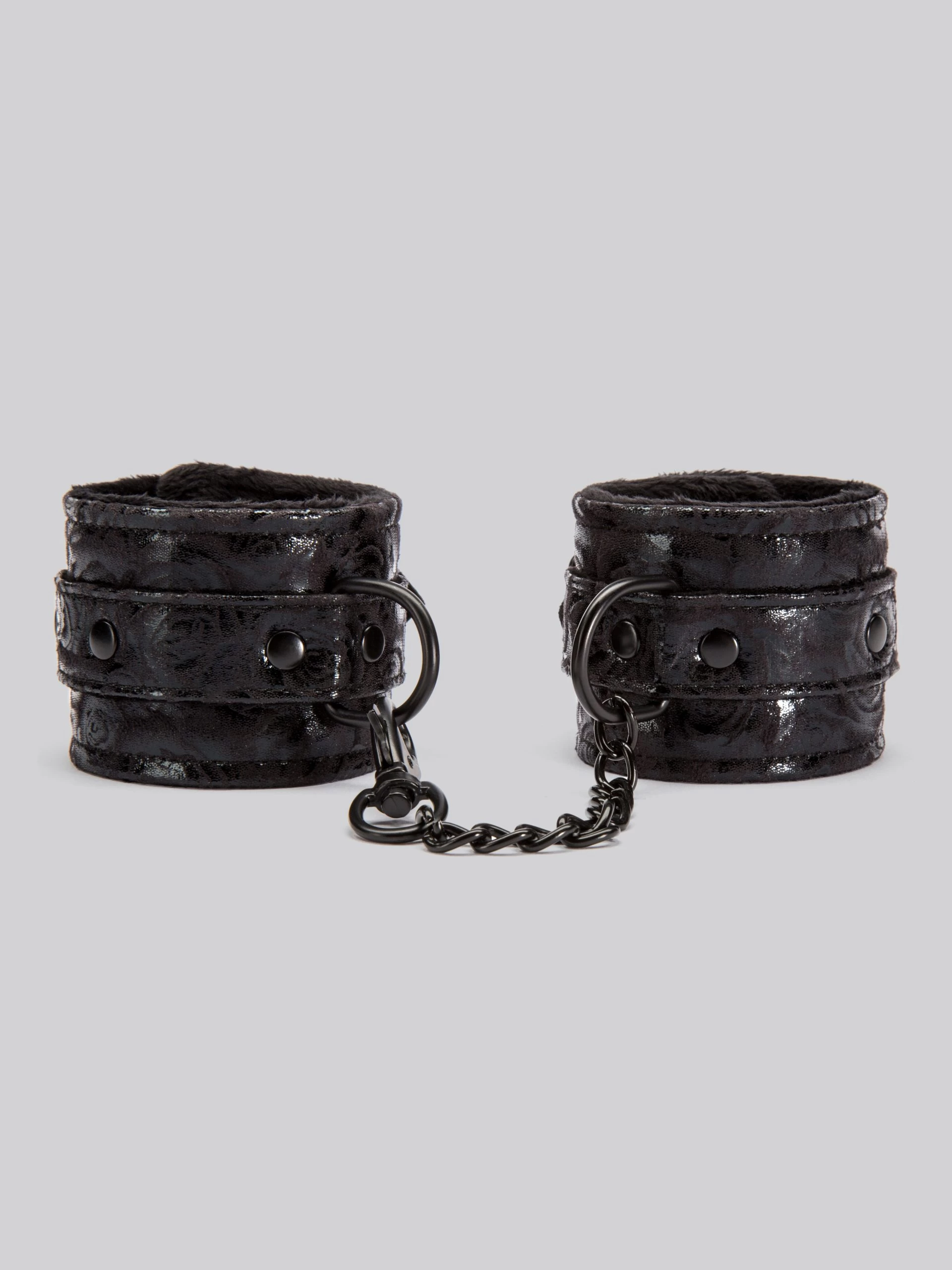 Bondage Boutique Black Rose Faux Fur Lined Wrist Cuffs 4 Bondage Boutique Black Rose Faux Fur Lined Wrist Cuffs - Image 2