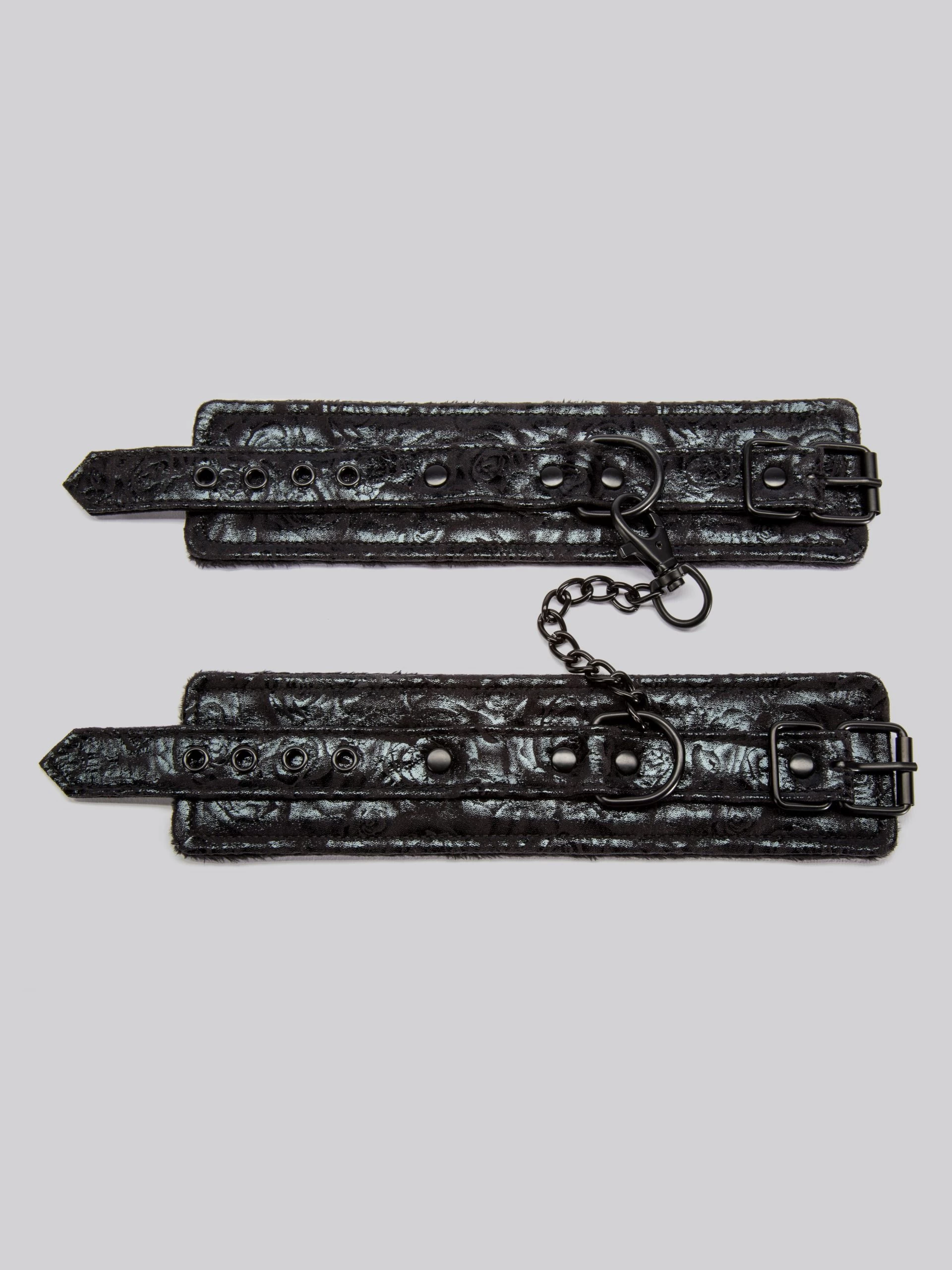 Bondage Boutique Black Rose Faux Fur Lined Wrist Cuffs 7 Bondage Boutique Black Rose Faux Fur Lined Wrist Cuffs - Image 5