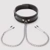 DOMINIX Deluxe Leather Collar With Nipple Clamps -Online Sex toys shop 61884 a34409 black 000
