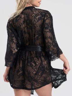 Lovehoney Flaunt Me Floral Lace Robe 10 Lovehoney Flaunt Me Floral Lace Robe -Online Sex toys shop 61982 a34436 black regular 002 1