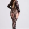 Lovehoney Plus Size Long Sleeve Lace Garter Bodystocking 2 Lovehoney Plus Size Long Sleeve Lace Garter Bodystocking -Online Sex toys shop 62591 a34613 black x size 000