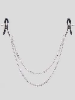 Bondage Boutique Adjustable Nipple Clamps With Double Chain