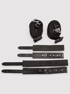 DOMINIX Deluxe Adjustable Leather Cuff Under Mattress Set -Online Sex toys shop 63180 a34884 black 003