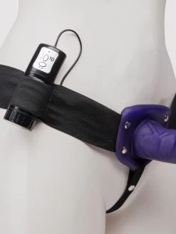 Lovehoney Perfect Partner Unisex Hollow 10 Function Vibrating Strap-On 8 Inch -Online Sex toys shop 65268 a35672 purple 003