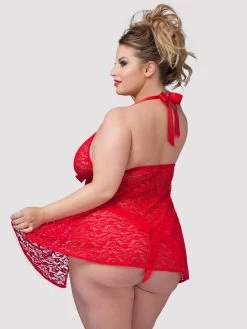 Lovehoney Plus Size Unwrap Me Red Lace Babydoll -Online Sex toys shop 65545 a34026 red x size 002