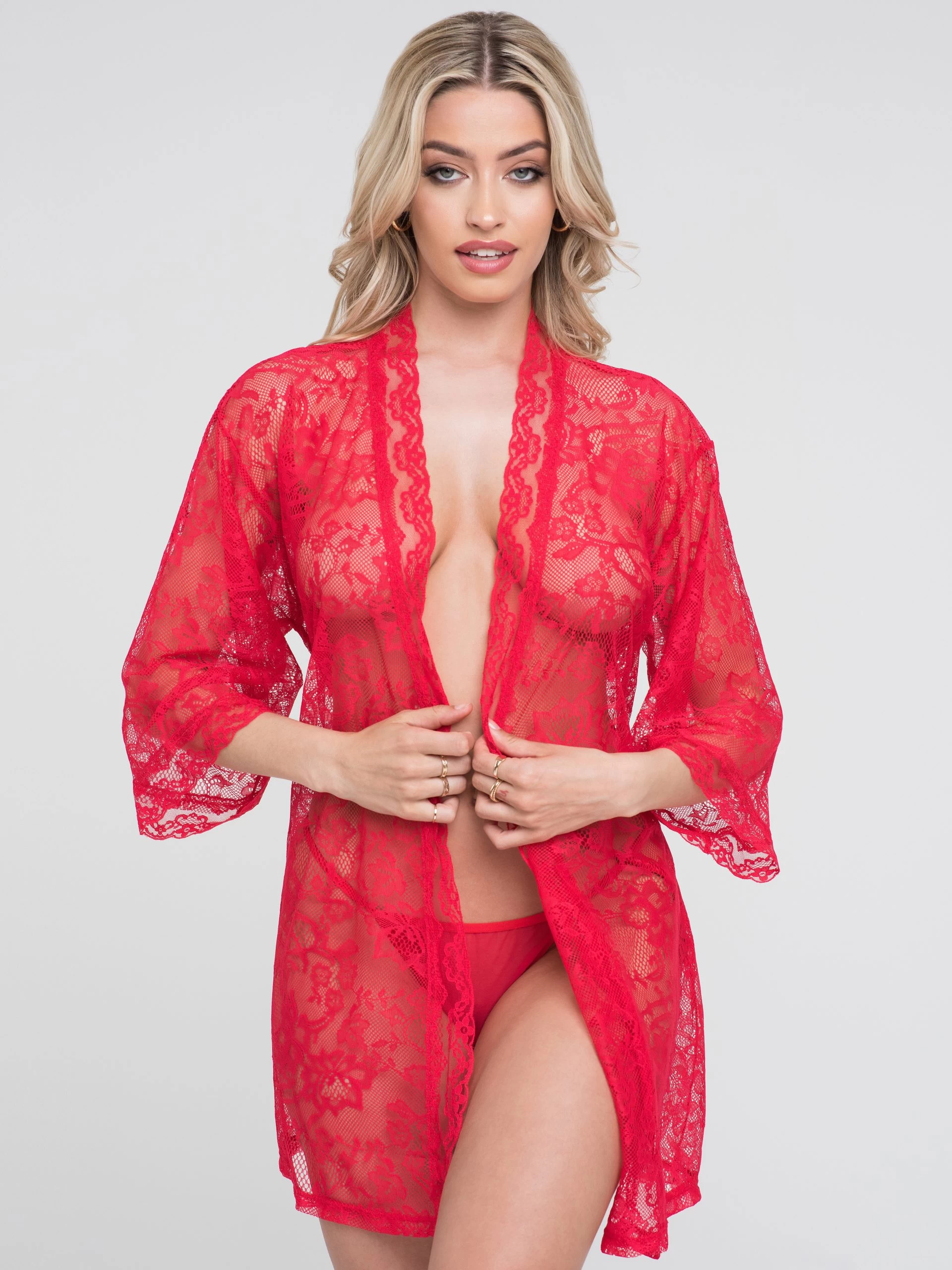 Lovehoney Flaunt Me Red Lace Robe 4 Lovehoney Flaunt Me Red Lace Robe - Image 2