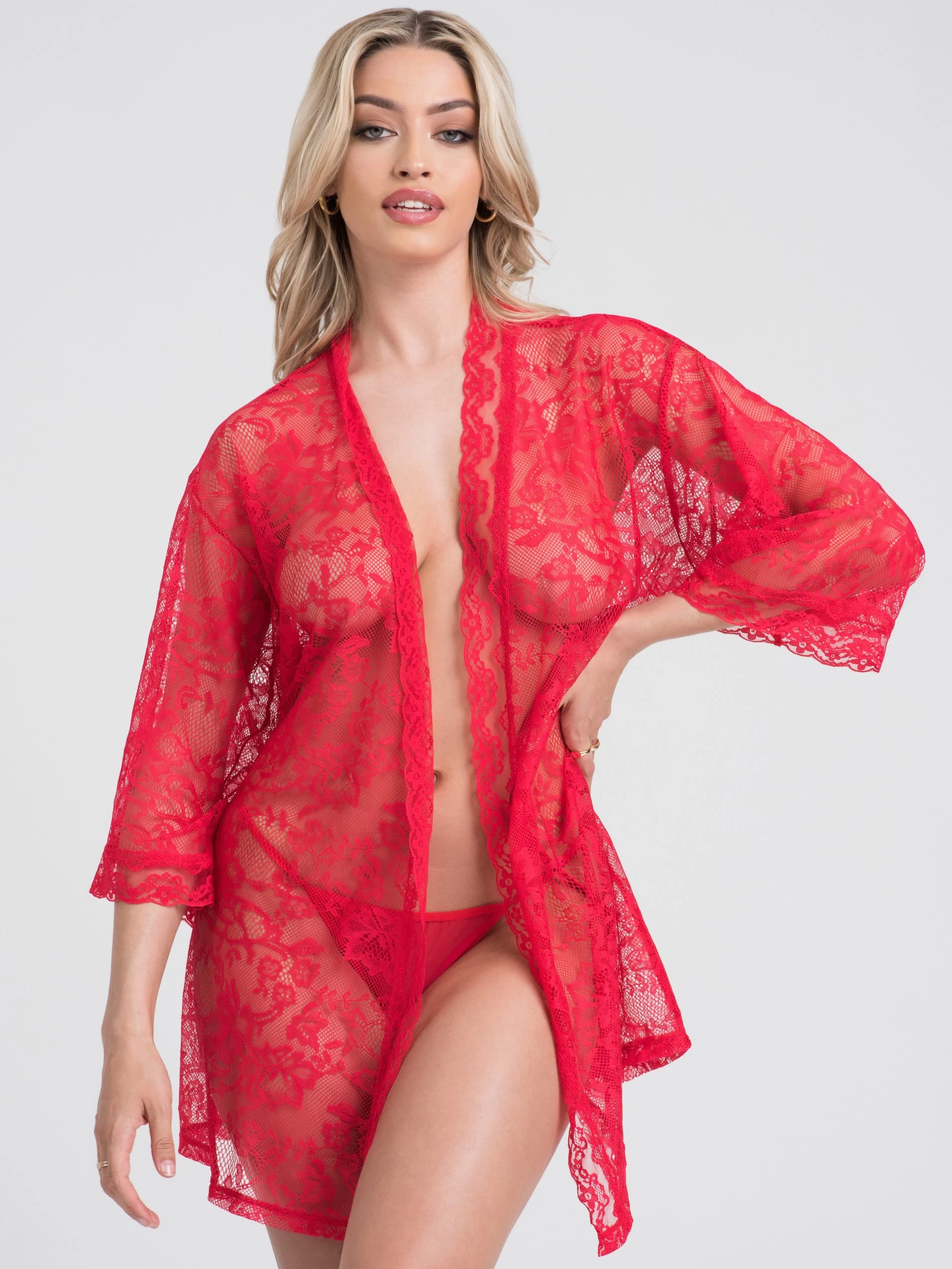Lovehoney Flaunt Me Red Lace Robe 5 Lovehoney Flaunt Me Red Lace Robe - Image 3