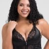 Lovehoney Plus Size Front-Fastening Satin Longline Bra Black -Online Sex toys shop 66834 a36208 black x size 000