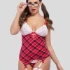 Lovehoney Fantasy Plaid And Lace Bustier Set