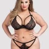 Lovehoney Plus Size Underwired Lace Triangle Bra And Crotchless G-String Set -Online Sex toys shop 66947 a36263 black x size 000