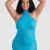 Lovehoney Plus Size Turquoise Halterneck Mini Dress -Online Sex toys shop 66955 a32655 blue x size 000