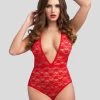 Lovehoney Crotchless Deep Plunge Red Lace Teddy -Online Sex toys shop 67954 a36252 red regular 000