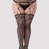 Lovehoney Plus Size Patterned Fishnet Garter Pantyhose -Online Sex toys shop 68102 a36812 black x size 000