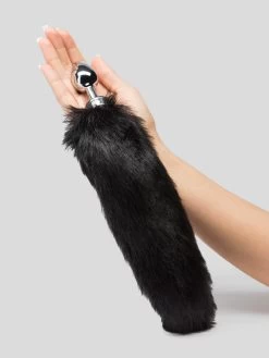 DOMINIX Deluxe Stainless Steel Medium Faux Fur Animal Tail Butt Plug -Online Sex toys shop 68134 a36840 black 003
