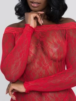 Lovehoney Off The Shoulder Red Lace Mini Dress -Online Sex toys shop 68488 a36331 red regular 002