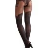 Cottelli Black Crotchless Thigh High Print Pantyhose -Online Sex toys shop 68517 a37112 black regular 000