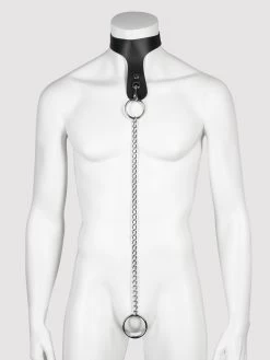 DOMINIX Deluxe Leather Collar With Cock Ring