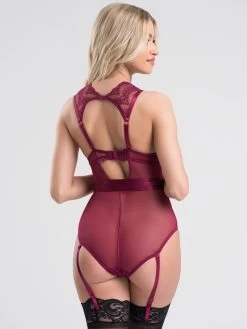 Lovehoney Moonlight Wine Crotchless Plunge Teddy -Online Sex toys shop 69935 a37745 red regular 002