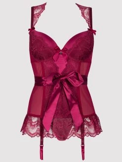 Lovehoney Plus Size Moonlight Wine Plunge Basque Set