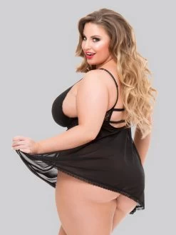 Lovehoney Plus Size Love Me Black Lace Soft Cup Babydoll Set 8 Lovehoney Plus Size Love Me Black Lace Soft Cup Babydoll Set -Online Sex toys shop 70618 a38246 black x size 002