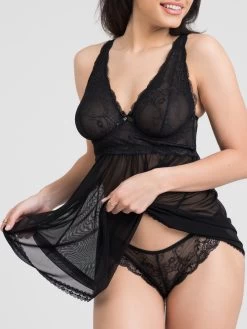 Lovehoney Love Me Black Lace Soft Cup Babydoll Set -Online Sex toys shop 70619 a38246 black regular 003