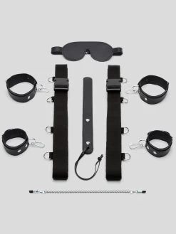 DOMINIX Deluxe Leather Under Mattress Bondage Kit (7 Piece) -Online Sex toys shop 70662 a38292 black 002