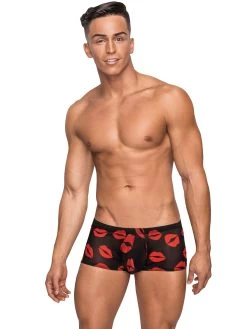 Male Power Lipstick Kisses Boxer Shorts -Online Sex toys shop 71106 a38589 black regular 002