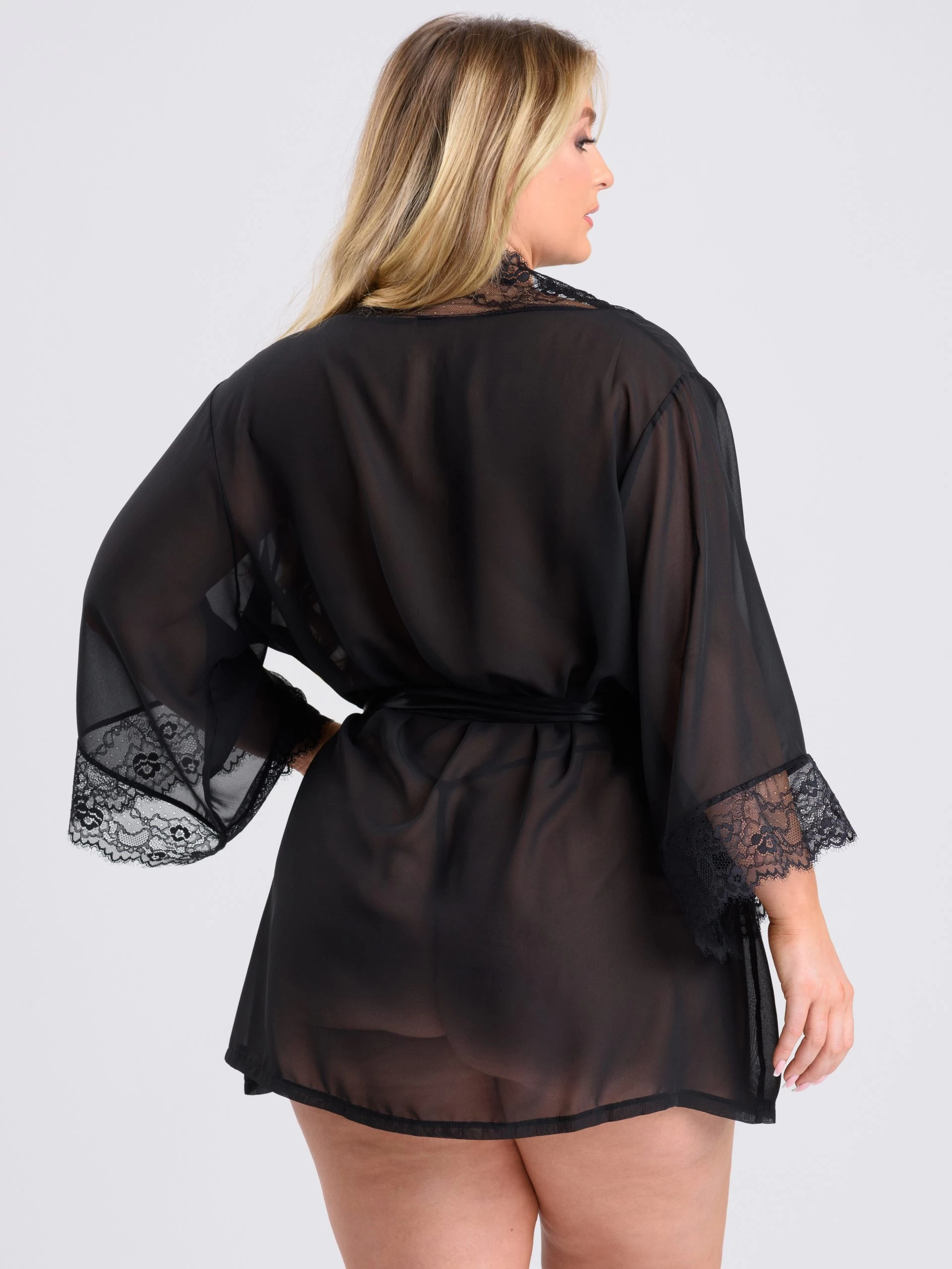 Lovehoney Plus Size Barely There Sheer Black Robe 5 Lovehoney Plus Size Barely There Sheer Black Robe - Image 3