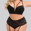 Lovehoney Plus Size Parisienne Black Lace Plunge Longline Bra Set -Online Sex toys shop 72028 a39213 black x size 000