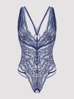 Lovehoney Late Night Liaison Blue Crotchless Lace Teddy -Online Sex toys shop 72050 a39224 navy regular 005