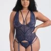 Lovehoney Plus Size Late Night Liaison Blue Lace Plunge Bustier Set -Online Sex toys shop 72053 a39226 navy x size 000