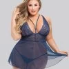 Lovehoney Plus Size Late Night Liaison Blue Lace Babydoll Set -Online Sex toys shop 72055 a39228 navy x size 000