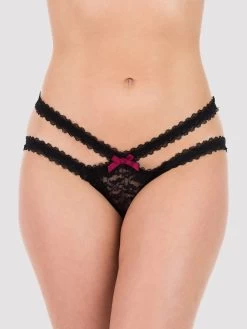 Lovehoney Black Lace Cage-Back Crotchless Panties -Online Sex toys shop 72446 a39497 black regular 001