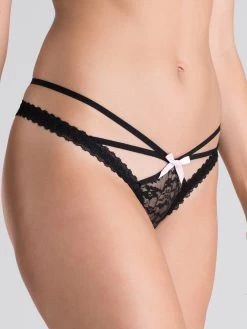 Lovehoney Black Crotchless Strappy Lace Thong 7 Lovehoney Black Crotchless Strappy Lace Thong -Online Sex toys shop 72454 a39499 black regular 002