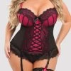 Lovehoney Plus Size Boudoir Belle Cherry Push-Up Basque Set -Online Sex toys shop 72735 a39703 black x size 000