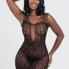 Lovehoney Black Leopard Lace Cut-Out Mini Dress
