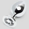 Lovehoney Jeweled Metal Large Butt Plug 3.5 Inch Clear 1 Lovehoney Jeweled Metal Large Butt Plug 3.5 Inch Clear -Online Sex toys shop 73769 a40366 silver 000